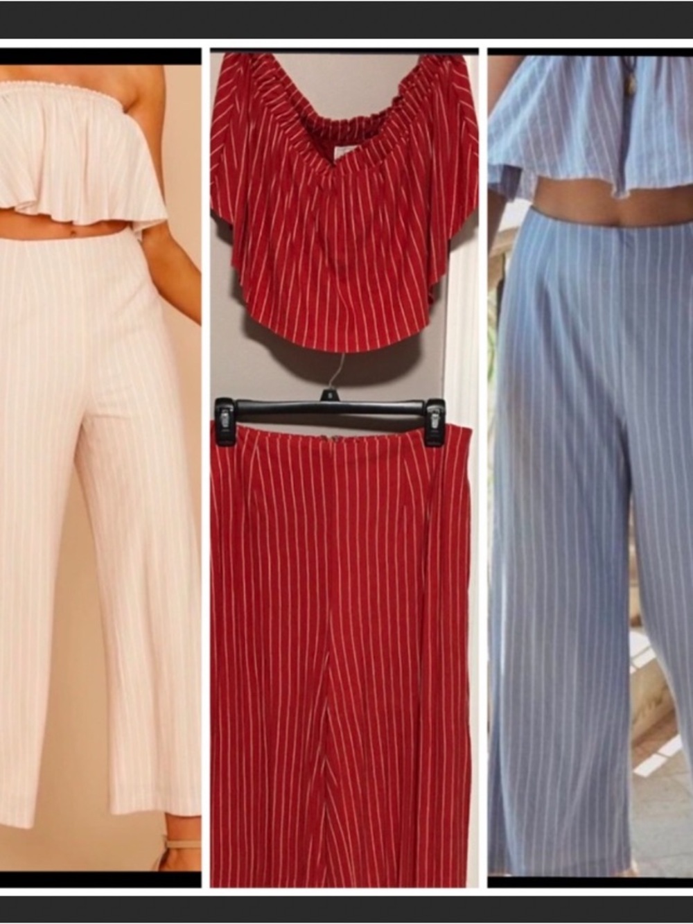 Sage Striped 2 piece set wide leg
